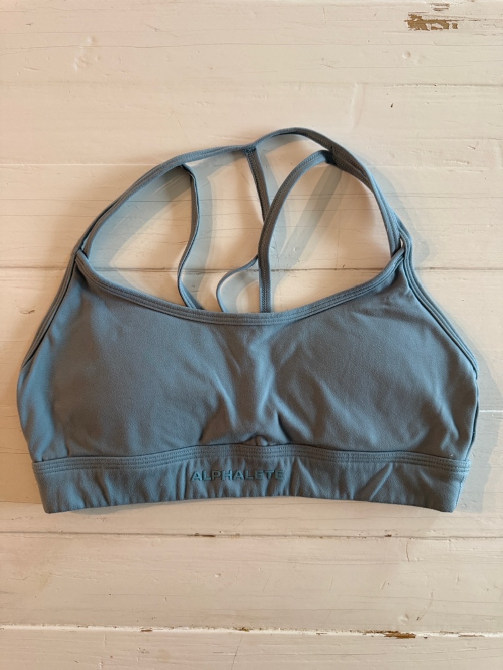 Alphalete Dusty Blue Strappy Racerback Sports Bra